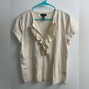 Ralph Lauren Women’s Top - XL Cream Blouse, Lauren Jeans Co